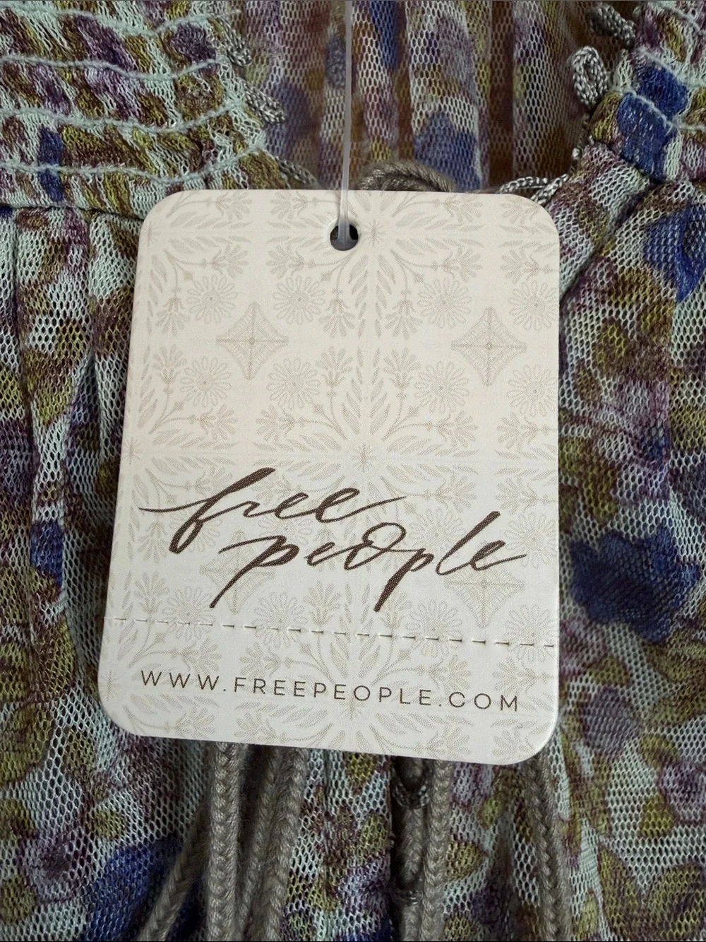 Free People Beatrice Floral Smocked Peasant Blouse Size Medium NWT